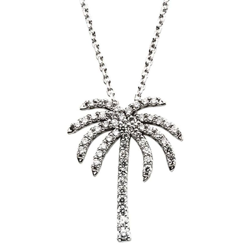 1/3 cttw Diamond Palm Tree Necklace in 14k White Gold